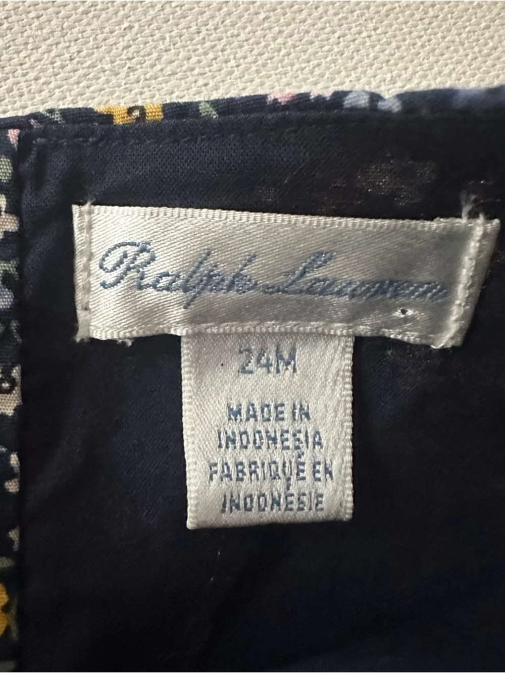 Ralph Lauren 24 Months Baby Girl Navy Floral Belted Dress Party